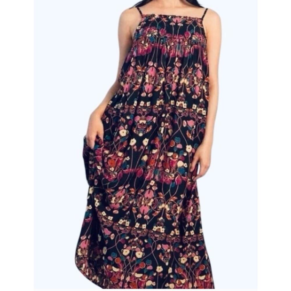 Anthropologie Women Quilted Dark Floral Boho Maxi Dress Size 2X Boho Long Summer - Picture 3 of 9